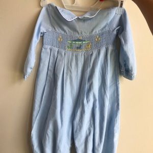 Royal child smocked one piece